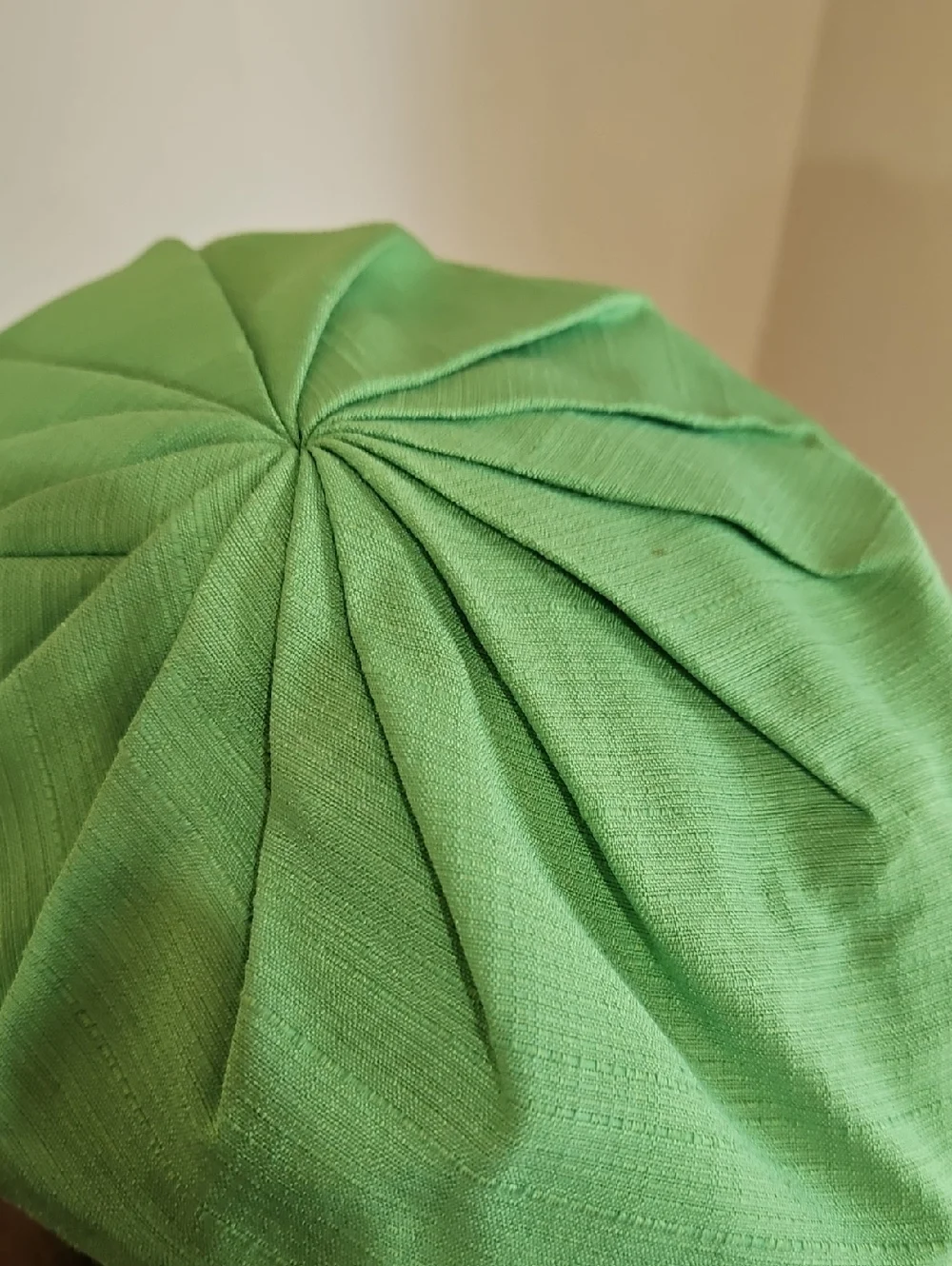 LIME GREEN PLEATED TOP‎  BERET STYLE CLOTH HAT Made In USA